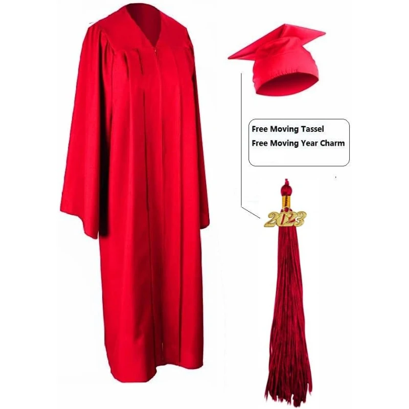 Wholesale Matte Graduation Gown Cap Tassel Set And Graduation Robe Hat For High School College 8624