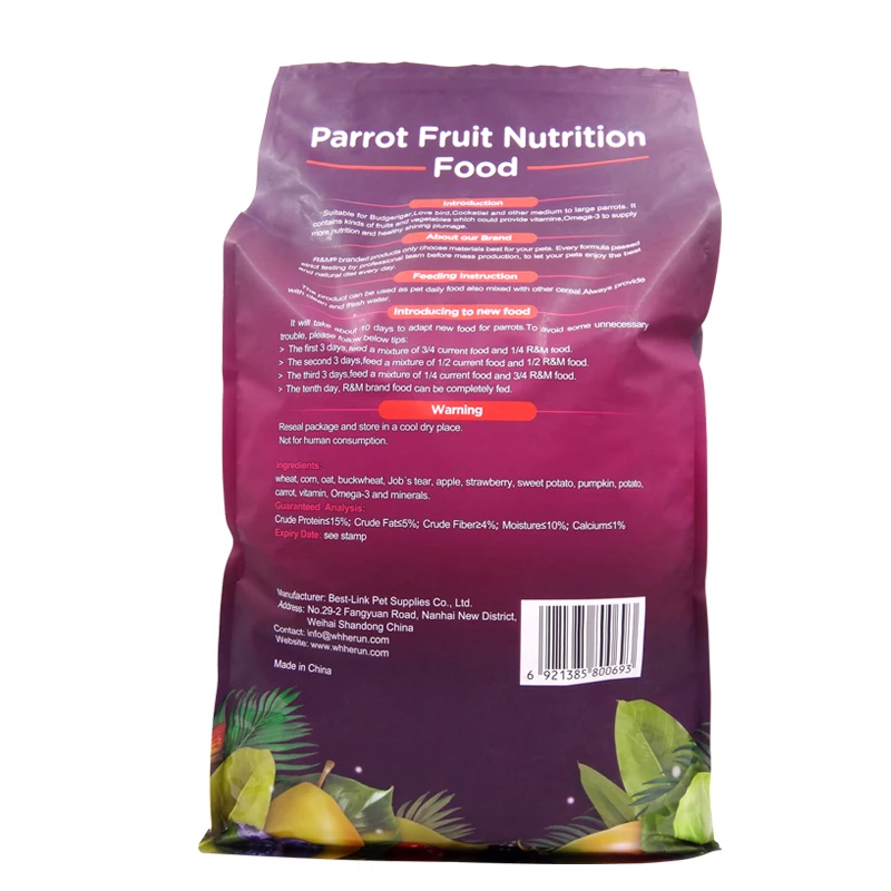High Quality Dried Fruit Parrot Food For Middle And Large Parrot 10kg