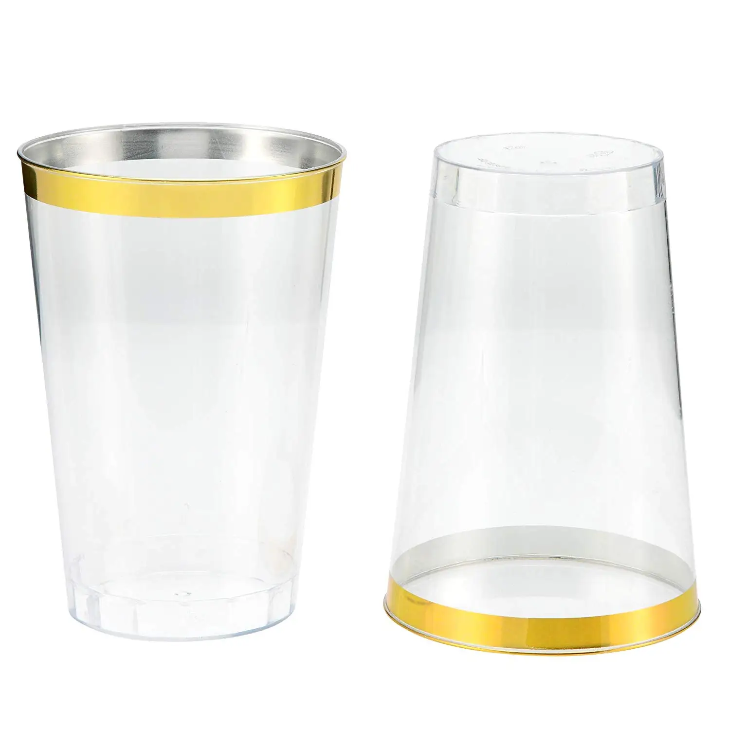 100pack 12 Oz 12 Oz Gold Plastic Cups Disposable Clear Plastic Cups ...