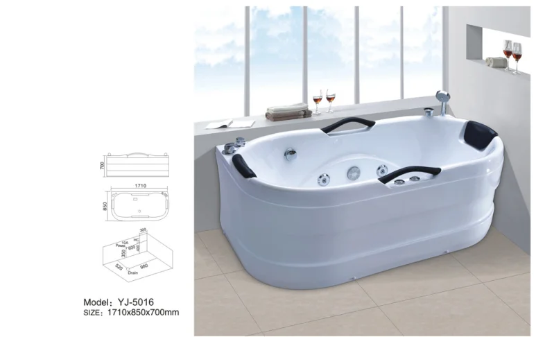 YJ5016 Cheap Massage bathtub acrylic 1710x850x700mm portable bathtub for adults