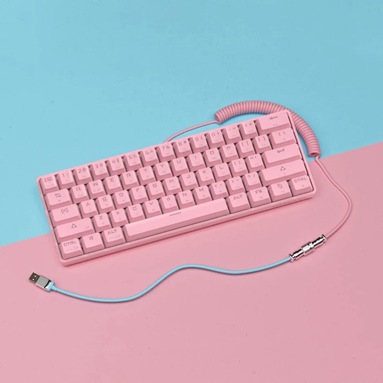 Ousaid Coiled Double Sleeved Mechanical Keyboard Cable For Type C Mechanical Keyboards Buy Buy Tight Coil That Lasts Stiff Plastic Injected Asceny Connectors Comes In A Beautiful Package That Holds The Coil Tight Product