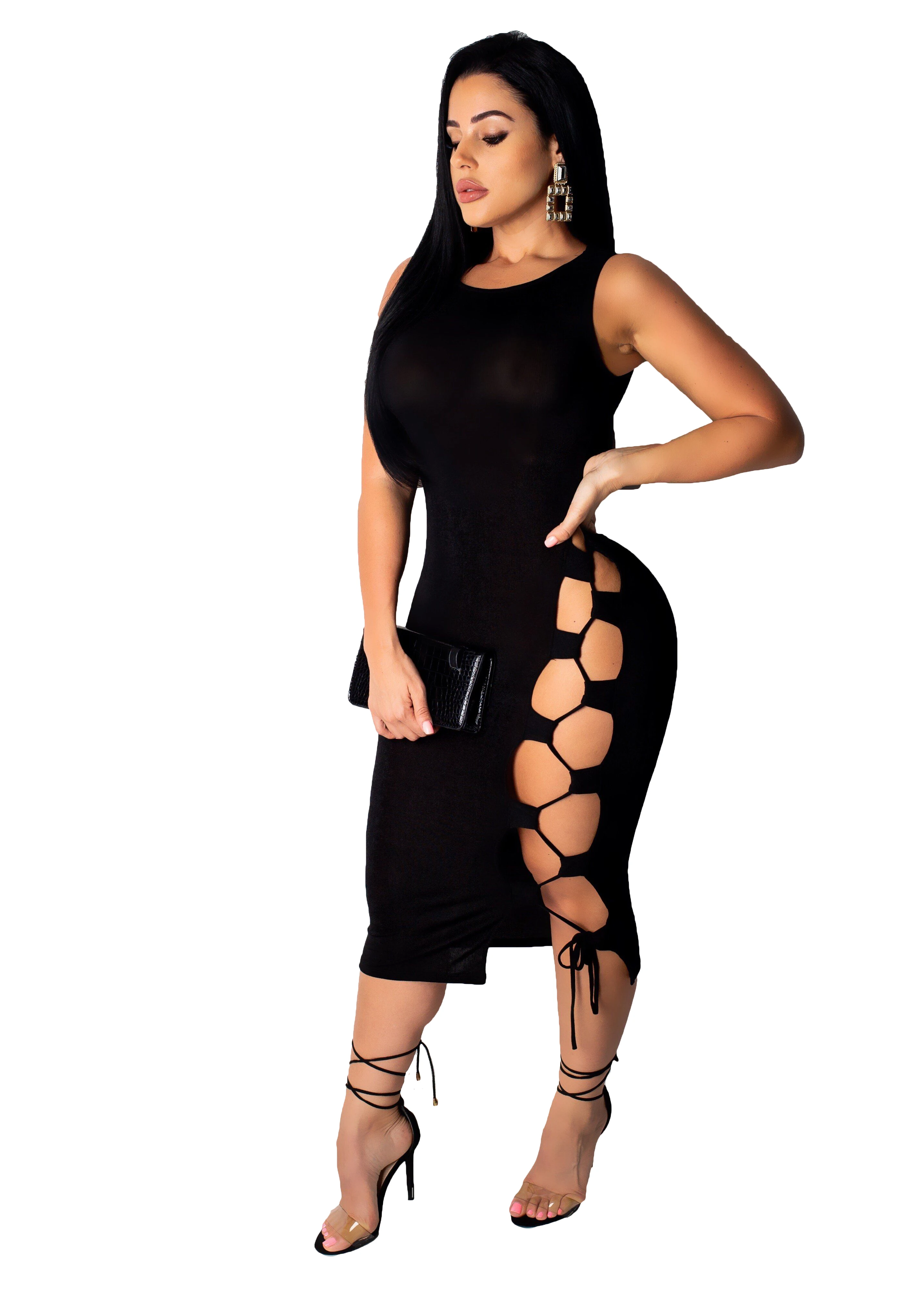 2020 Womens Clothing Sexy Bandage Midi Dress Sleeveless Wrap Dress Custom Clothes For Women