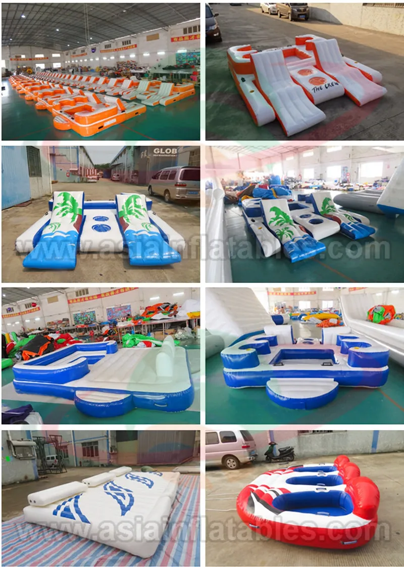 Inflatable Air Mat, Inflatable Floating Island Pool Float Water Bar Lazy River Lounges