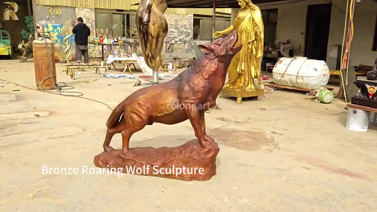 等身大の庭の真鍮野生動物動物ブロンズオオカミ彫刻屋外用| Alibaba.com