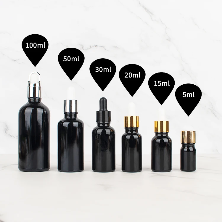 sophisticatedtechnology5ml10ml black essential oil bottle, rubber-tipped dropper essence, sub-packed into small sample bottles. details