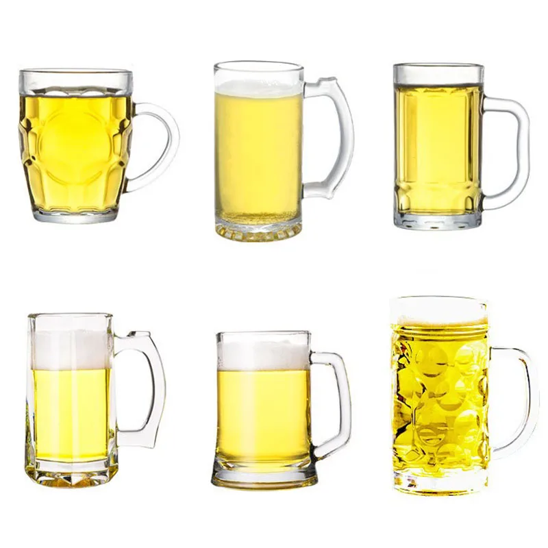 Wholesale Large Capacity Glass Beer Mugs With Handle Beer Accessories