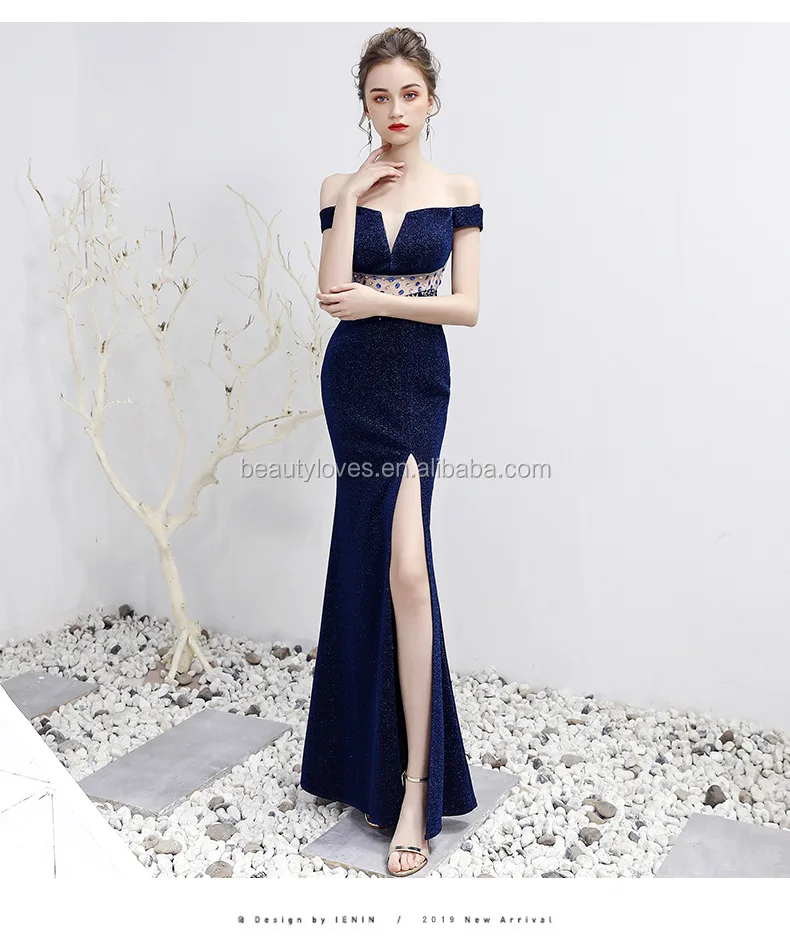 Buy Mermaid Blue Beaded Sequins Dress 