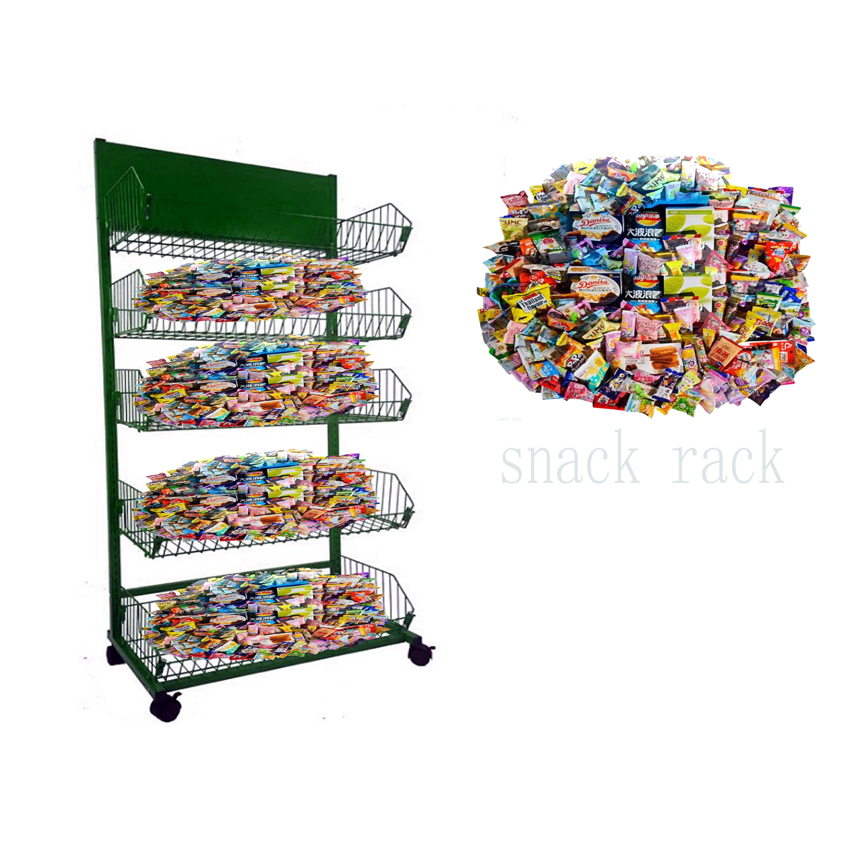 Metal Floor Standing Snack Display Racks Potato Chips Display Rack