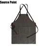 High quality European designer canvas leather BBQ barber cape unisex coffee shop apron for barber