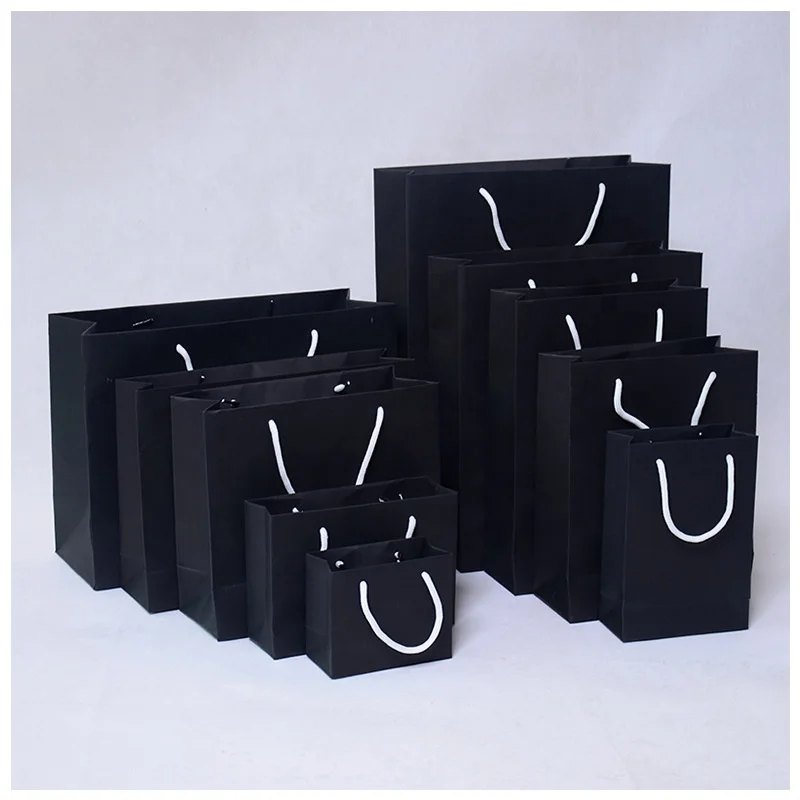 Diy Blank Paper Bag Kraft Paper Black Art Paper Bag With Twist And