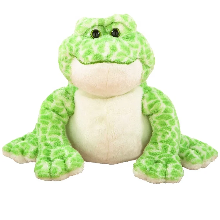 趣的绿色青蛙毛绒填充玩具定制大眼睛栩栩如生的柔软动物玩具毛绒青蛙