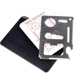 Survival 11 in 1 Multipurpose Silver Beer Bottle Opener Multi Tool Card Portable Wallet Pocket Stainless Steel Credit Card