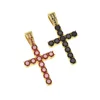 wholesale charms ruby gemstone crystal black cross pendant necklace