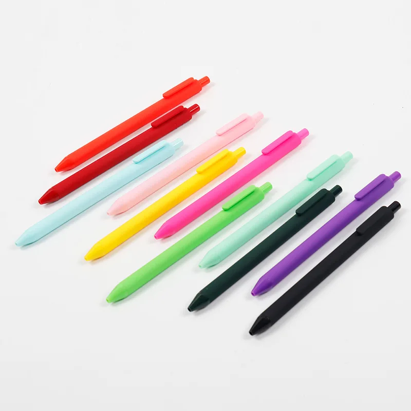 Retractable Gel Pen Macaron Colour Plastic Soft Rubber Grip_voghion.com