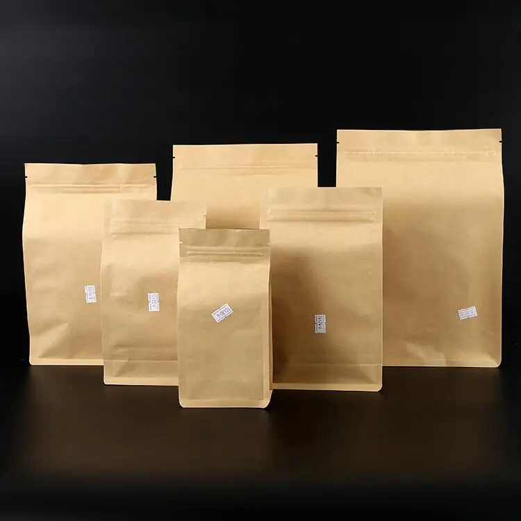 waterproof brown kraft paper bags with window for coffee bean/ dried food/nuts