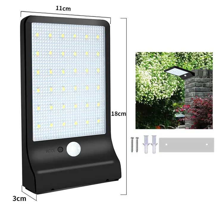 Outdoor Ip65 Waterproof Solar Powered Motion Sensor Fancy Wall Light Solar Garden Lights