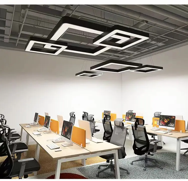 product led office square chandelier for meeting rooms gyms shopping malls ceiling lamp with modeling light-14