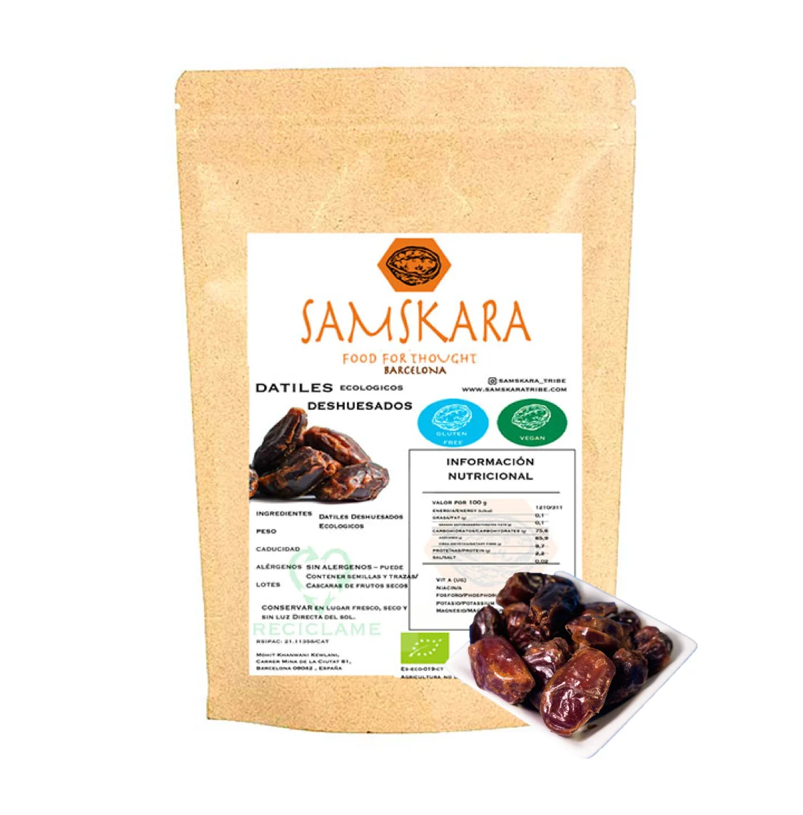 
Organic Seedless Dates Pitted BIO Samskara Dried Fruit 100% Natural 