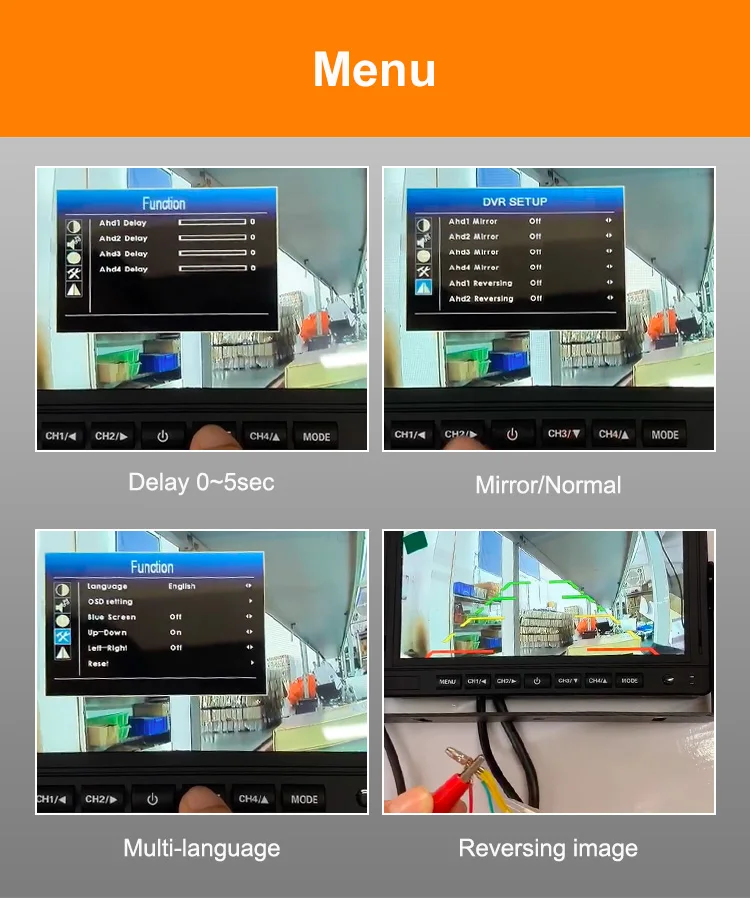 Factory Direct 9 Inch Ahd 720p Bus Quad Reverse Truck Monitor Kit For 4