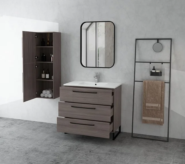 Hangzhou High Quality Modern Design Floor Standing Cheap Bathroom Cabinet Vanity with Mirror