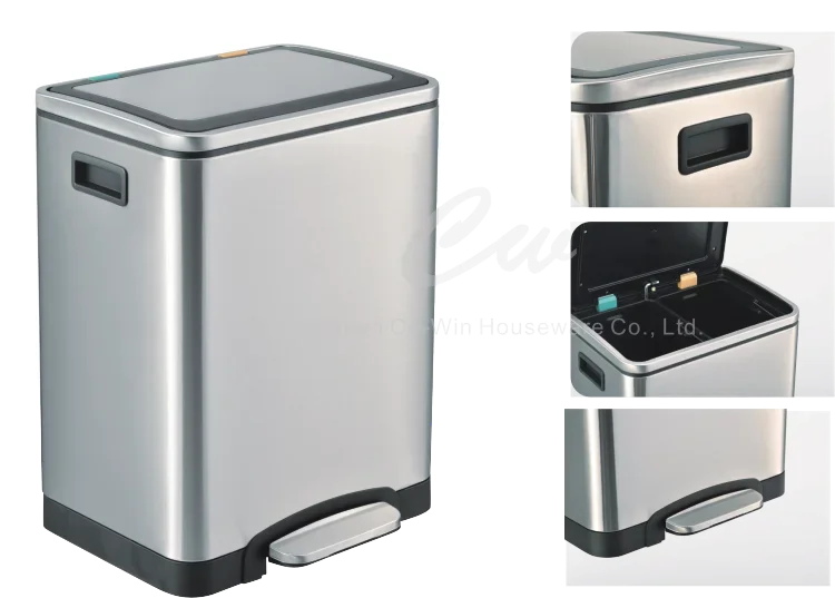 30l Rectangular Shaped Recycl Bin With 2 Compartment Stainless Steel   H08a69f4d23fc468f984737351af51ed01 