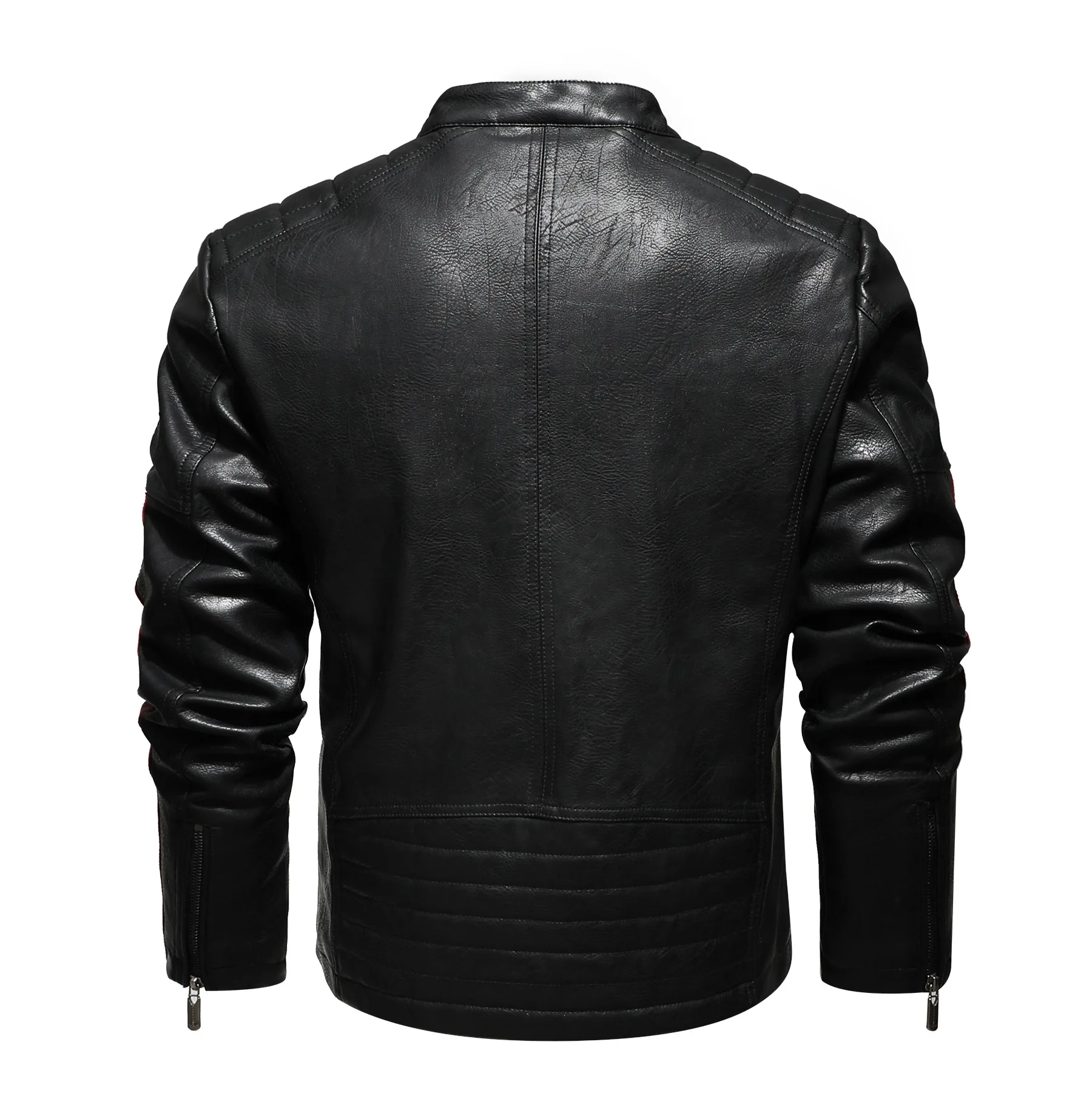 Men's Motorcycle Jacket Cotton Leather Casual Biker Style_voghion.com