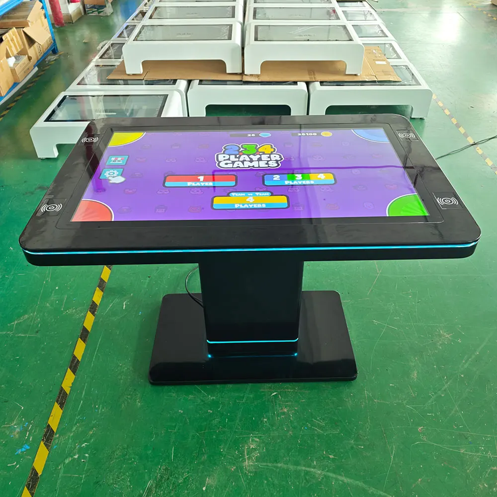55-inch interactive whiteboard mounted on adjustable wall bracket in modern conference room