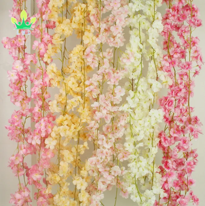 Artificial Cherry Blossom Flower Garland Hanging Vines For Home Wedding ...