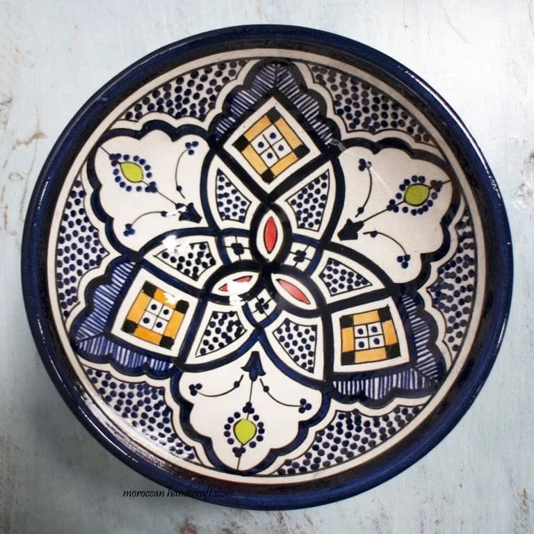 Moroccan Plate Ceramic Handmade Pasta Bowl Serving Wall Hanging 14inches X-large 