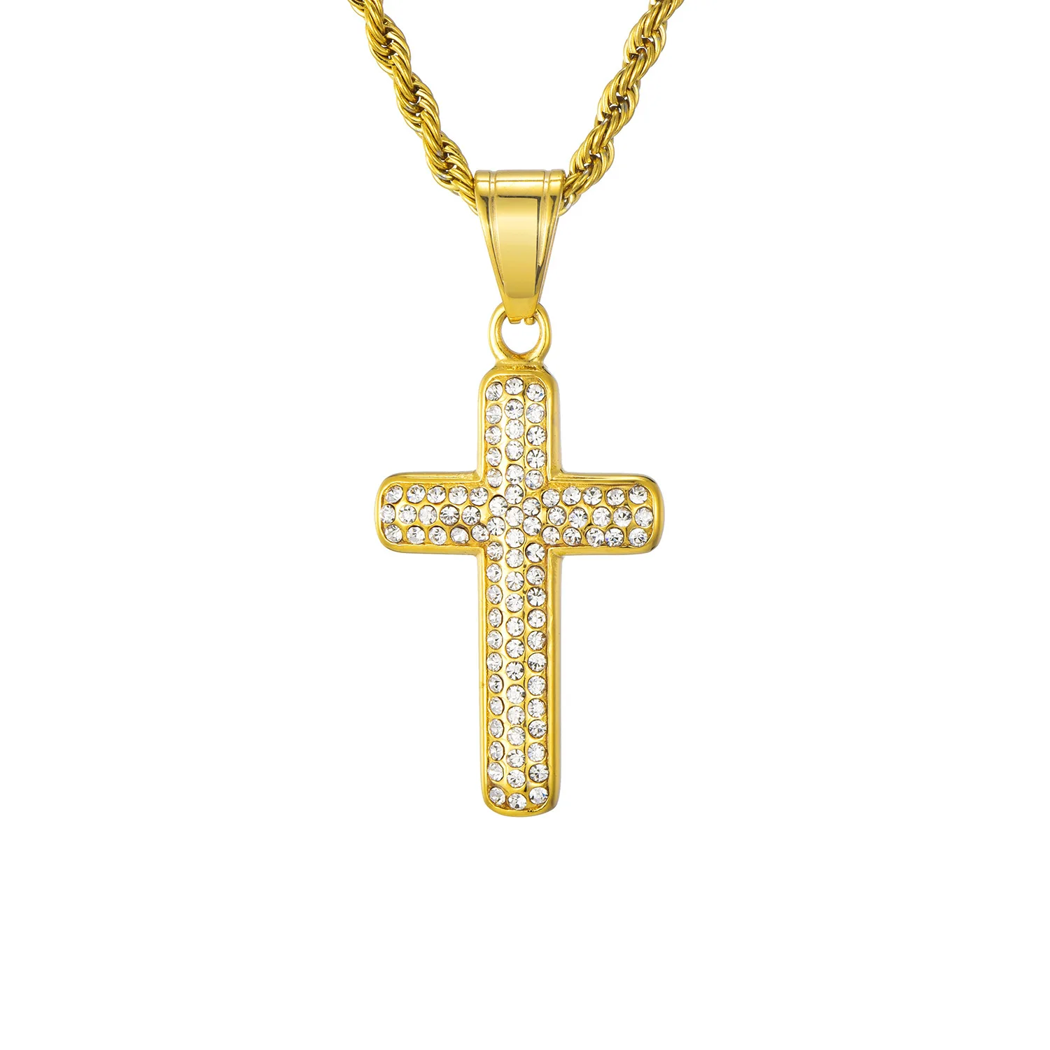 
Nightclub hip-hop personality full of cross titanium stainless steel necklace for man 