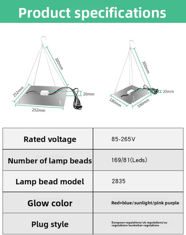 product led plant light indoor ultra thin full spectrum plant growth light greenhouse seedling quantum plate plant light298-11