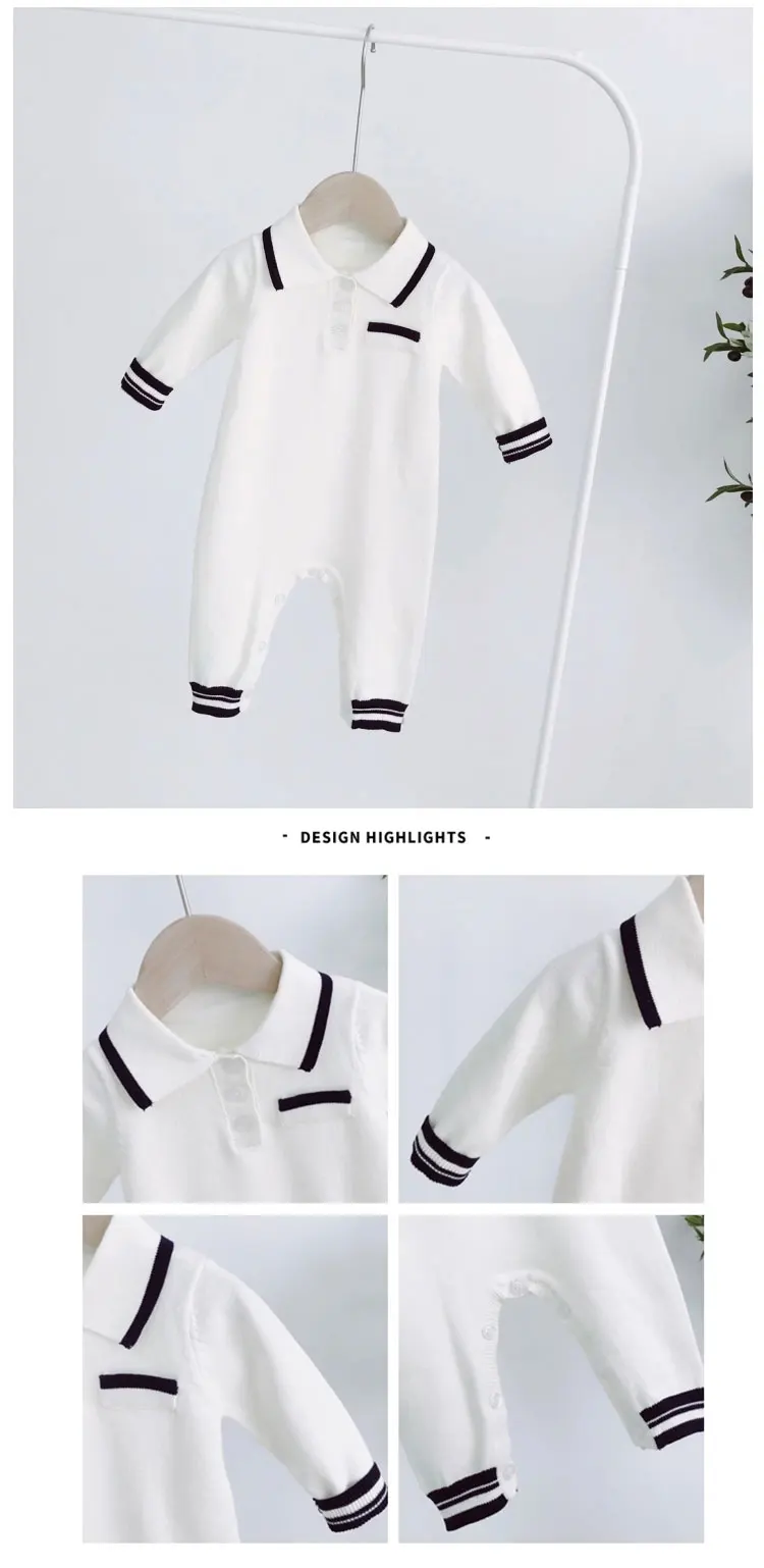 Wholesale infant toddlers clothing collar knitted baby romper