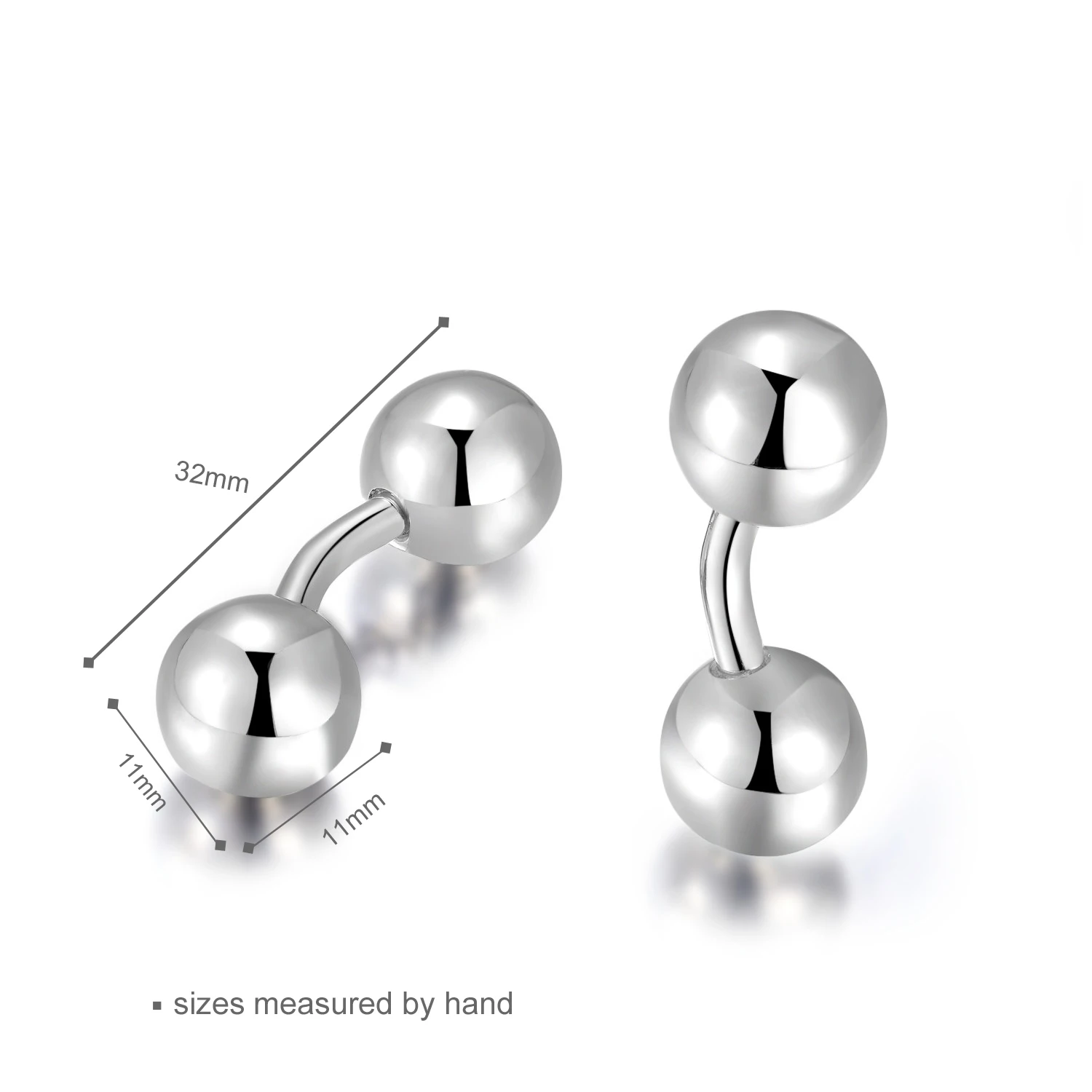 Simple Wholesale Blank 925 Sterling Silver Ball Custom Logo OEM/ODM Cufflinks(图1)