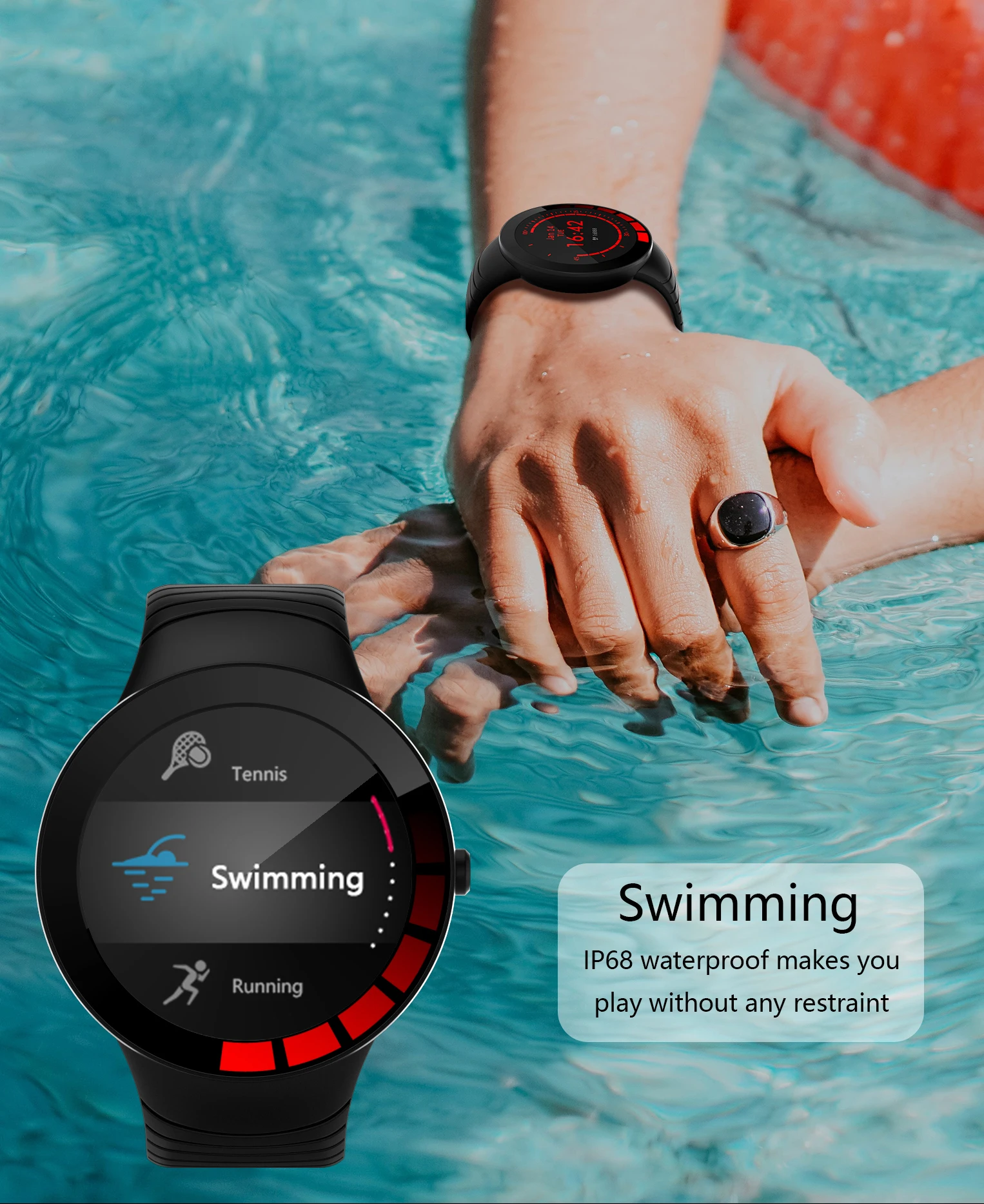 E3 Smart Watch Ip68 Waterproof Full Touch Screen Silicone Strap Relogio