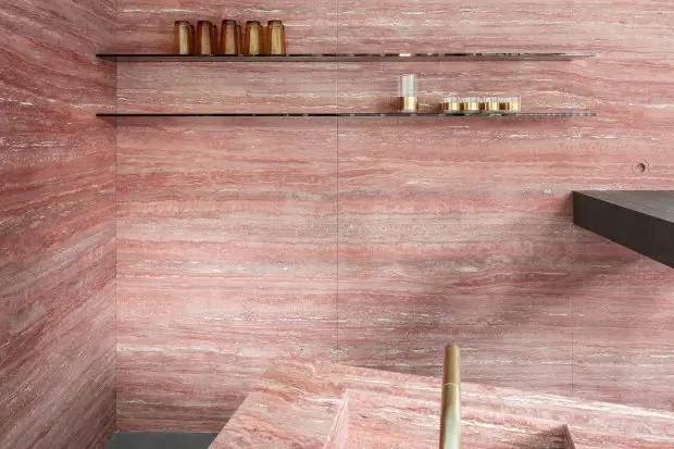 honed and polished natural Persian Rosso Red Travertine Slab Tile