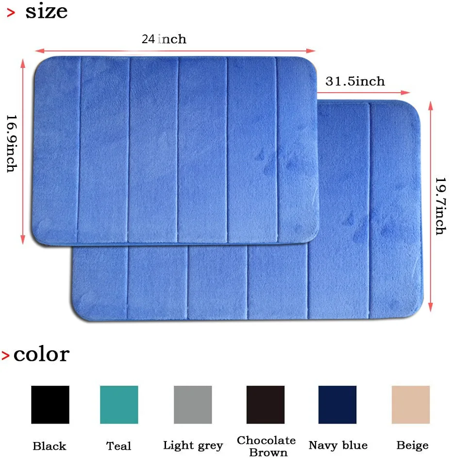 Cheap Memory Foam Bath Mats Bathroom Horizontal Stripes Rug Absorbent