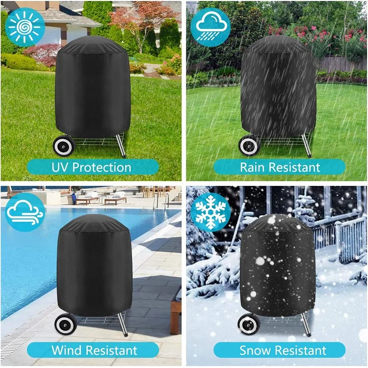 Yiwu Factory Direct Sale Dustproof Garden Patio Cover Round BBQ Grill Cover Outdoor Waterproof