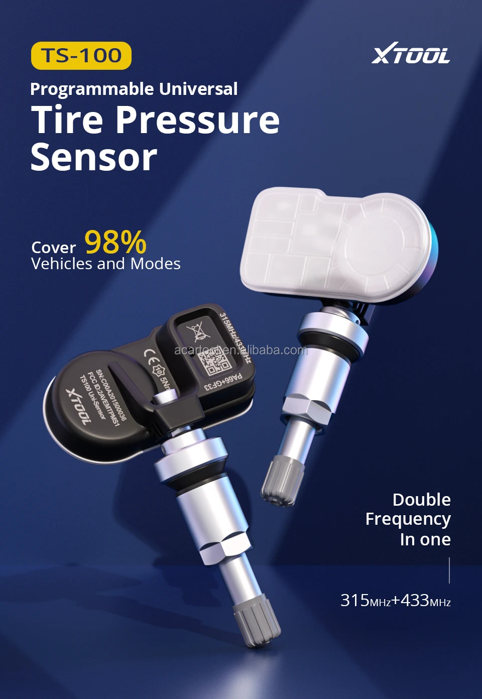 2020 Xtool Ts100 Car Tyre Pressure Sensor 433 Mhz 315 Mhz With Tp150 And Tp200 Car Tyre Sensor