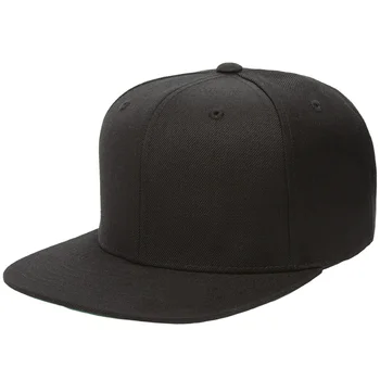 Wholesale Custom Polyester Flat Brim Black Blank Hat Plain Snapback Cap ...