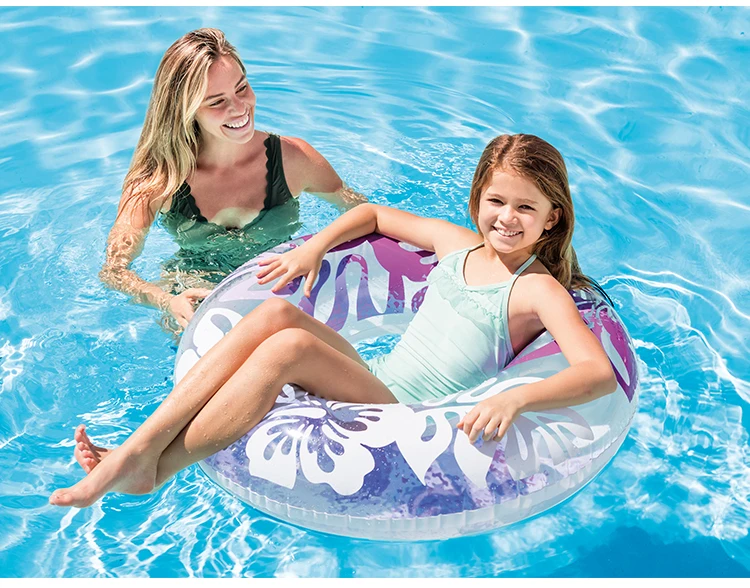 Intex 59251 Clear Color Tubes Adults Inflatable Swimming Ring Swim Tube