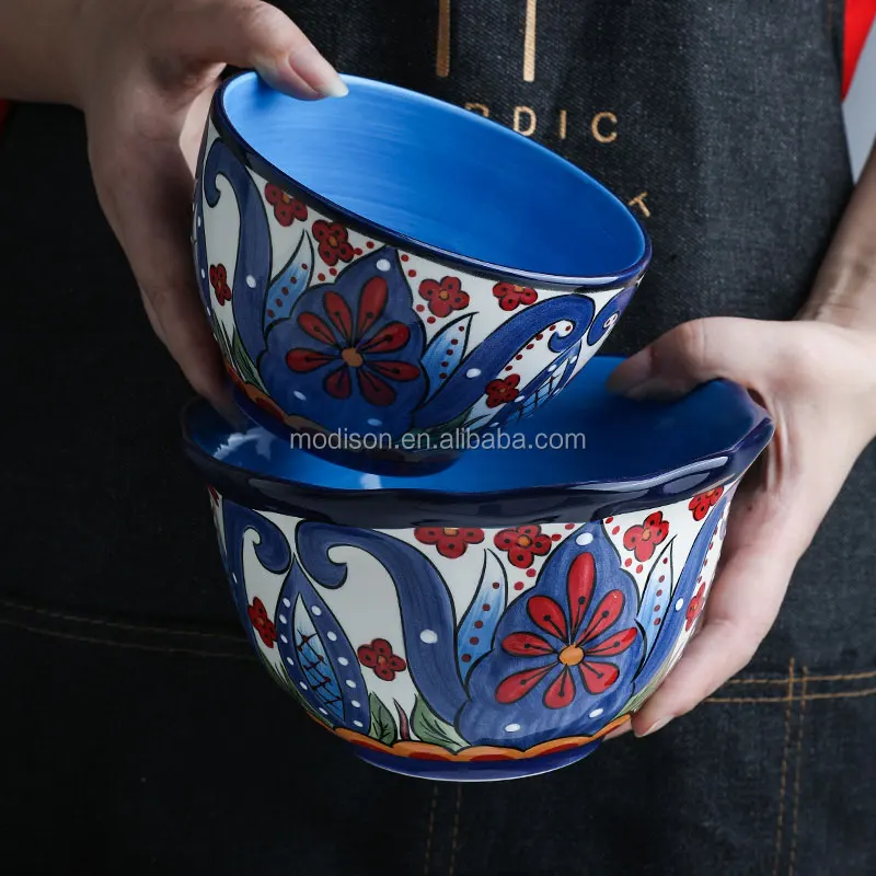 Hand-painted Bohemian Restoring Ancient Underglaze Ceramic Bowl