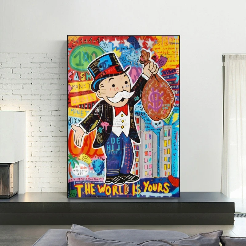 Modern Home Monopoly Graffiti Art Money Paintings Posters And Prints