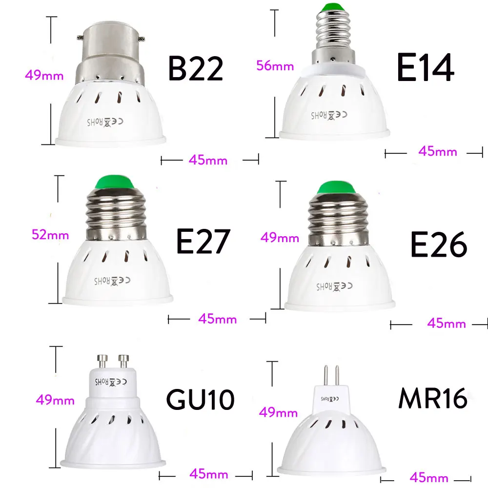 E27 GU10  LED UV Ultraviolet Bulb MR16 E14 UV Lamp 3W 5W 7W LED Spotlight 36 48 56 60 80leds 110V 220V
