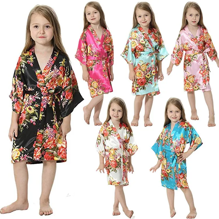 Top Quality Kids Robe Satin Children Summer Kimono Bath Robes