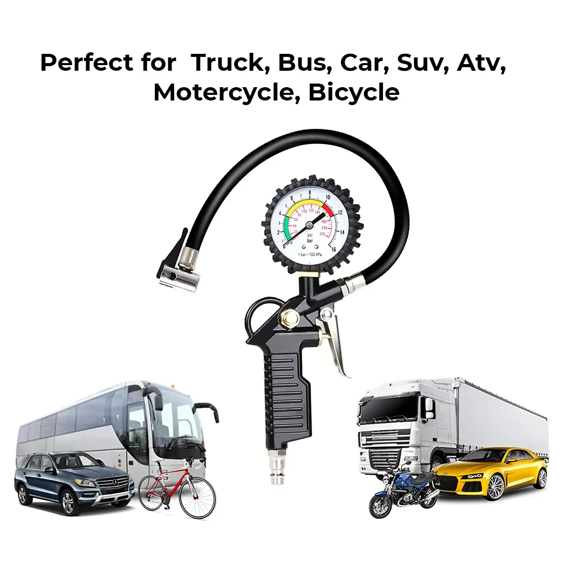 High Accuracy Motorcycle Tire Air Gauges 030psi Tire Air Pressure