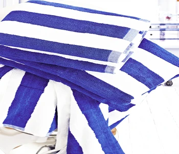 blue white striped beach towel