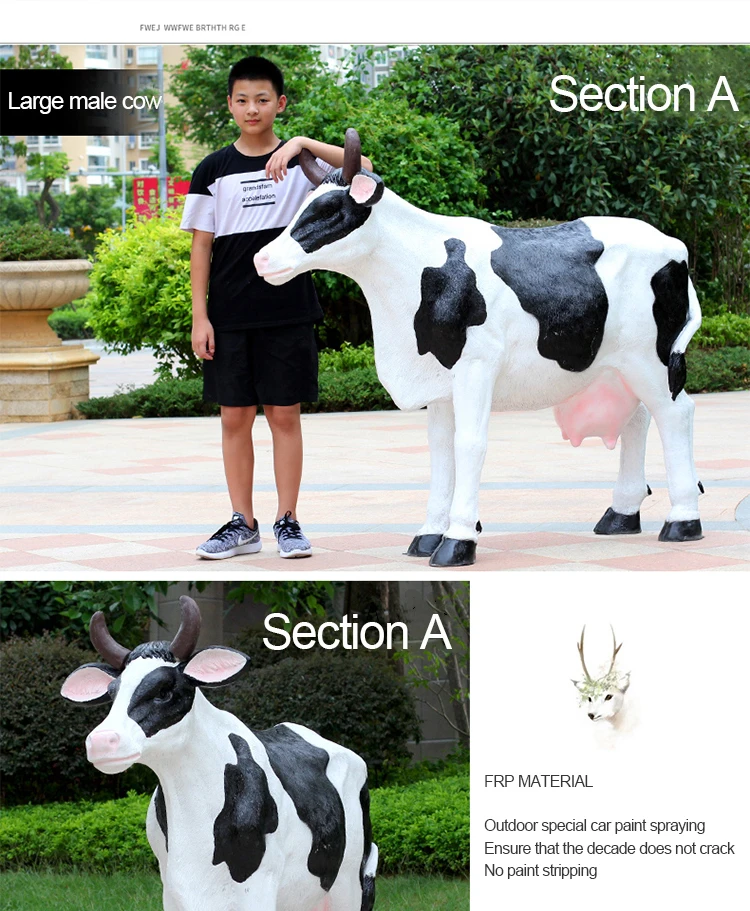 Farm Garden Ornaments Sculpture Products Fiberglass Cow Statue With