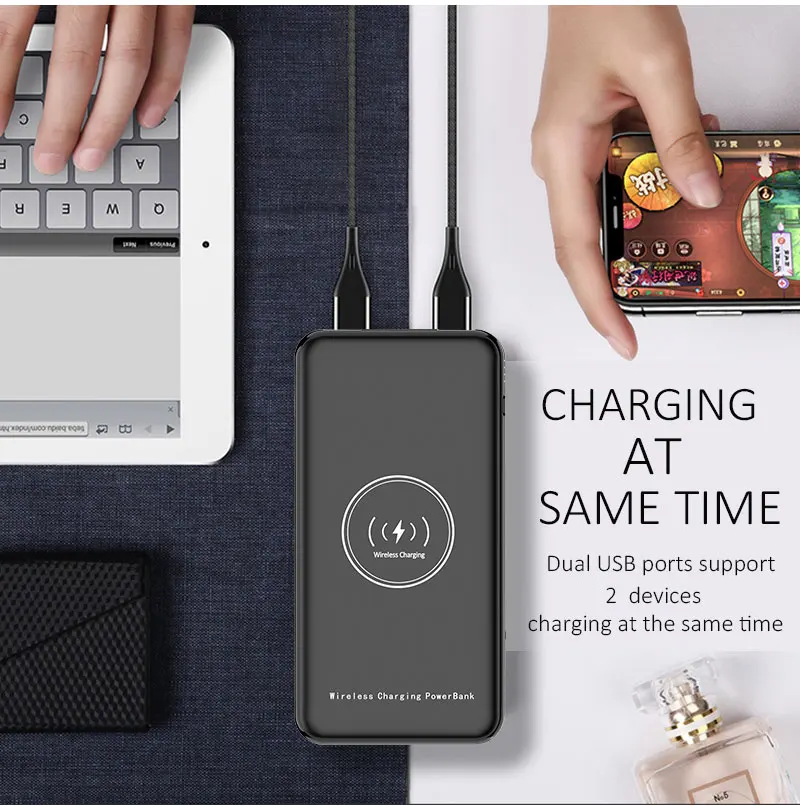 Portable universal 10000mAh polymer Wireless portable charger Power Bank Charger battery mobile power pack - ANKUX.COM