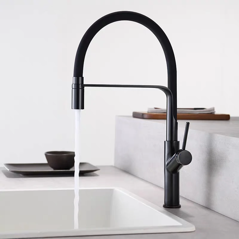 Pull Down Faucet Kitchen Single Handle Chrome Polished Sink Mixer Taps