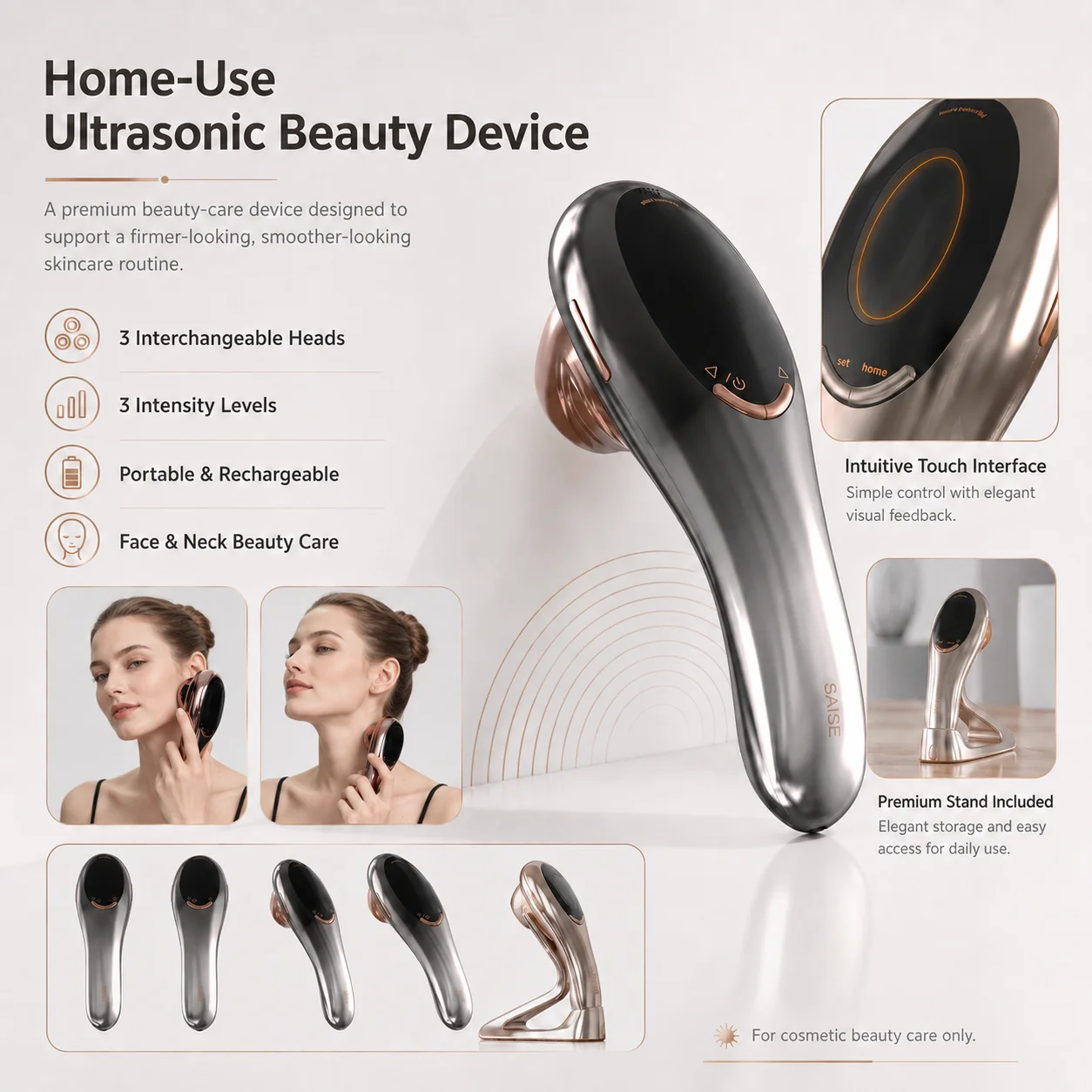 LingcoreHealth Home-Use Ultrasonic Beauty Device 鈥?Full Set